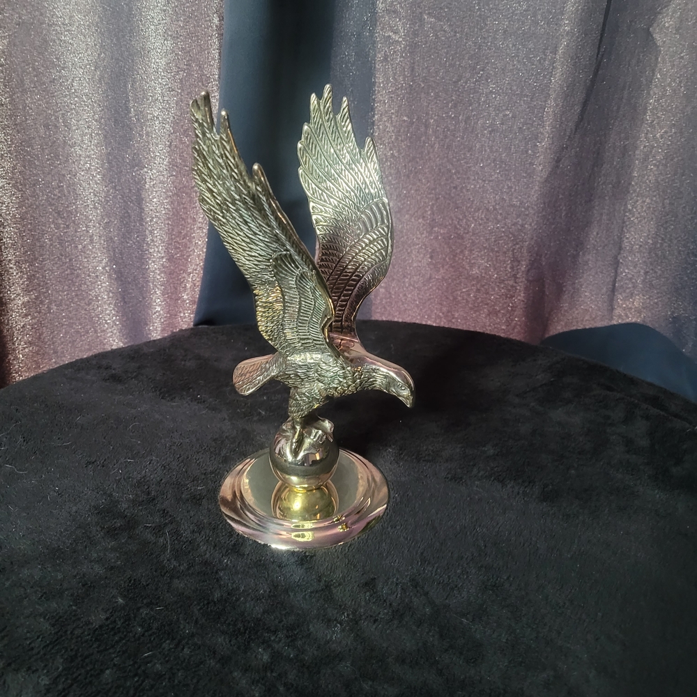 Solid brass Eagle Figurine 11" Tall 6" Wingspan Collectible Sculpture polished